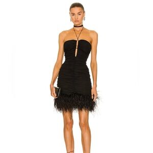 MAGDA BUTRYM Feather Trim Mini Dress